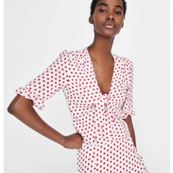 Zara Women's Blouse with Red Heart Pattern - Picture 3 of 7